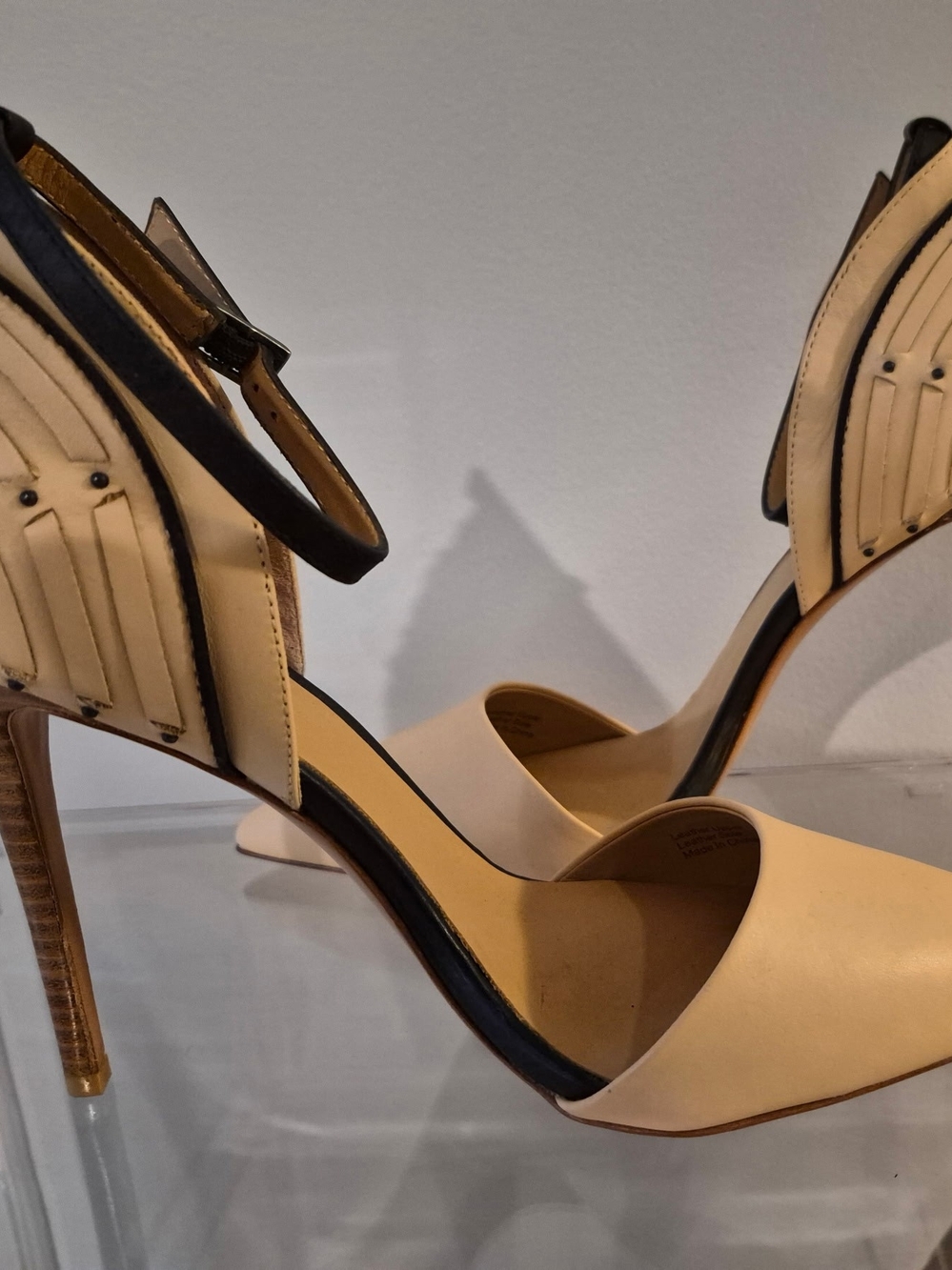 L.A.M.B. Beige and Black High Heel Sandals. NEW